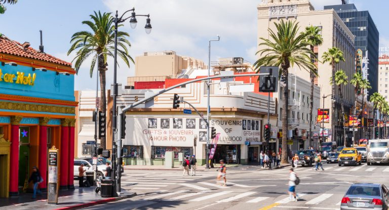 Hollywood stars line the pavement.